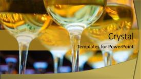  Presentation with white wine and red - Beautiful theme featuring corporate events - glasses of white wine bottom backdrop and a gold colored foreground