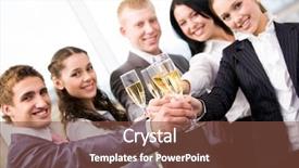 Presentation with director in the making - PPT theme featuring corporate events - image of friends making cheers background and a tawny brown colored foreground
