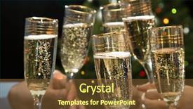  Presentation with crystal image - Colorful theme enhanced with corporate events - image of people hands backdrop and a tawny brown colored foreground