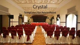  Presentation with hotel - Slides featuring corporate events - luxurious conference hall in hotel background and a coral colored foreground