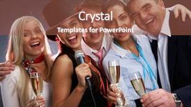  Presentation with flutes - PPT theme having corporate events - photo of businesspeople with flutes background and a tawny brown colored foreground