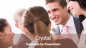  Presentation with flutes - Amazing PPT theme having corporate events - photo of happy colleagues holding backdrop and a tawny brown colored foreground