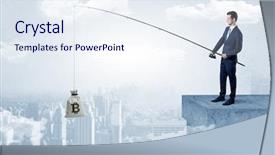  Presentation with fishing - Presentation theme enhanced with corporate excellence - businessman fishing sack of currency background and a sky blue colored foreground