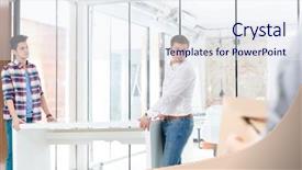  Presentation with target setting - Beautiful PPT layouts featuring corporate family day - creative colleagues carrying desk while backdrop and a sky blue colored foreground