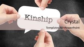  Presentation with family day - Cool new PPT theme with corporate family day - kinship written on a speechbubble backdrop and a soft green colored foreground