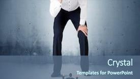  Presentation with angry - Colorful PPT theme enhanced with corporate giants - angry huge business man lokking backdrop and a ocean colored foreground