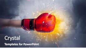  Presentation with fire - Theme enhanced with corporate giants - hand hits strongly and makes background and a  colored foreground