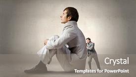  Presentation with corporate - Audience pleasing presentation theme consisting of corporate giants - little businessman trying to move backdrop and a gray colored foreground