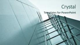  Presentation with architecture glass - Presentation featuring corporate governance - panoramic and perspective wide angle background and a sky blue colored foreground