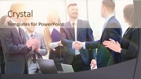  Presentation with teams - Amazing presentation design having corporate governance - representatives of the two business backdrop and a cream colored foreground