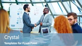  Presentation with cosmic african - Colorful PPT theme enhanced with corporate handshake woman man - asian and african businessmen handshaking backdrop and a teal colored foreground