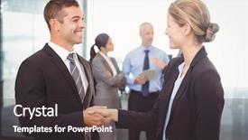  Presentation with shaking hands - Audience pleasing presentation consisting of corporate handshake woman man - businessman shaking hands with businesswoman backdrop and a dark gray colored foreground