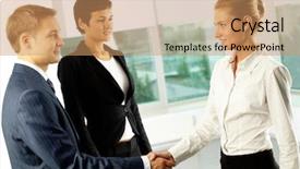  Presentation with partners - Cool new slides with corporate handshake woman man - photo of successful business partners backdrop and a coral colored foreground