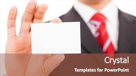  Presentation with business card - Presentation theme having corporate identity - business man showing a blank background and a tawny brown colored foreground