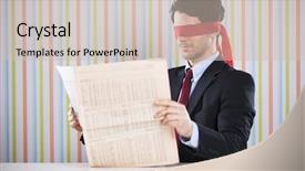  Presentation with system for blind people - Audience pleasing PPT theme consisting of corporate job lost - blind reading a newspaper backdrop and a soft green colored foreground