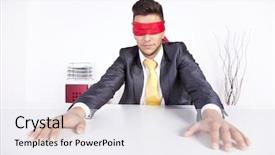  Presentation with lost - Audience pleasing PPT theme consisting of corporate job lost - businessman at his office backdrop and a sky blue colored foreground