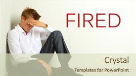  Presentation with sad - Presentation consisting of corporate job lost - sad fired office worker sitting background and a soft green colored foreground
