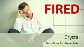  Presentation with sad - Slide deck featuring corporate job lost - sad fired office worker sitting background and a soft green colored foreground