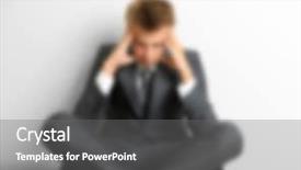  Presentation with sad - PPT layouts enhanced with corporate job lost - sad fired office worker sitting background and a gray colored foreground