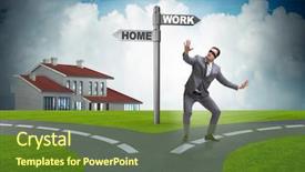  Presentation with work life balance - Presentation theme with corporate job lost - work life or home balance background and a  colored foreground
