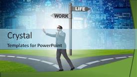  Presentation with work life balance - PPT theme enhanced with corporate job lost - work life or home balance background and a  colored foreground