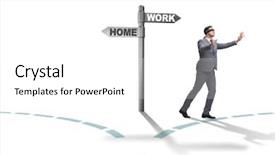  Presentation with work life balance - Presentation theme featuring corporate job lost - work life or home balance background and a  colored foreground