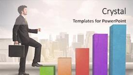 Presentation with climbing chart - Audience pleasing slide set consisting of corporate ladder career - business person climbing up backdrop and a sky blue colored foreground