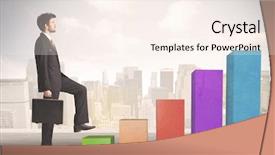  Presentation with climbing chart - Beautiful PPT theme featuring corporate ladder career - business person climbing up backdrop and a cream colored foreground