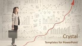  Presentation with corporate ladder - Slide set consisting of corporate ladder career - business woman climbing on red background and a lemonade colored foreground