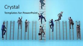  Presentation with competition - Cool new presentation design with corporate ladder career - competition concept with businessman beating backdrop and a arctic colored foreground