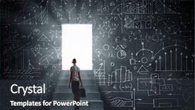  Presentation with rear view of bodyguard - Colorful presentation theme enhanced with corporate ladder career - rear view of businesswoman looking backdrop and a tawny brown colored foreground