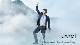  Presentation with corporate ladder - Amazing theme having corporate ladder career - successfull businessman reaching the top backdrop and a light blue colored foreground