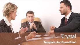  Presentation with contract - PPT layouts with corporate law - business meeting - 2 men background and a coral colored foreground