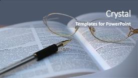  Presentation with book glasses - Beautiful slides featuring wonderful abstract ice-flowers on the windowpane fractal image backdrop and a sky blue colored foreground