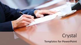  Presentation with work - Slide set with corporate law - image of a business work background and a lemonade colored foreground