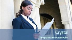  Presentation with african american college students - Presentation enhanced with corporate law - young and pretty african american background and a ocean colored foreground