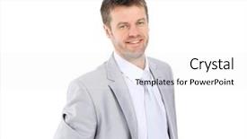  Presentation with solid gray - Slide set having corporate man - portrait of young businessman background and a  colored foreground