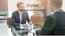  Presentation with partners - Colorful theme enhanced with corporate management policy - business partners are discussing backdrop and a coral colored foreground