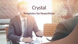  Presentation with partners - Amazing presentation theme having corporate management policy - business partners are discussing backdrop and a sky blue colored foreground