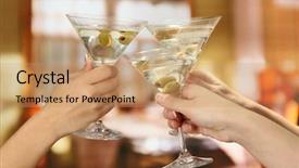  Presentation with invitation party - Beautiful presentation theme featuring corporate party martini glasses backdrop and a coral colored foreground