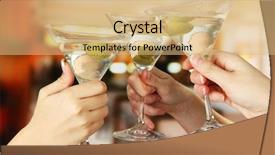  Presentation with invitation party - Slides having corporate party martini glasses background and a coral colored foreground