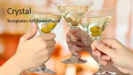  Presentation with invitation party - Slide deck enhanced with corporate party martini glasses background and a coral colored foreground