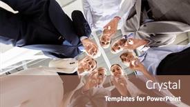  Presentation with corporate - PPT theme having corporate-people-and-teamwork-concept background and a coral colored foreground