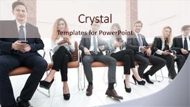  Presentation with smartphones - Presentation theme consisting of corporate personality - employees using smartphones background and a  colored foreground