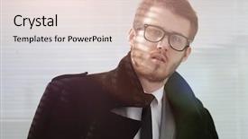  Presentation with black - Slide set consisting of corporate personality - portrait of serious businessman background and a  colored foreground