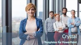  Presentation with corporate - Colorful slides enhanced with corporate-portrait-of-young-business backdrop and a ocean colored foreground