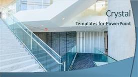  Presentation with abstract modern architecture - Presentation theme with corporate real estate - abstract fragment of the architecture background and a sky blue colored foreground