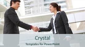  Presentation with team hands - Theme consisting of corporate real estate - attractive business man and woman background and a sky blue colored foreground