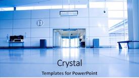  Presentation with airport security - Beautiful PPT theme featuring corporate security - airport exit with clock backdrop and a light blue colored foreground