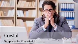  Presentation with mental health and mental illness - Amazing slides having corporate sickness - sick businessman suffering from illness backdrop and a  colored foreground